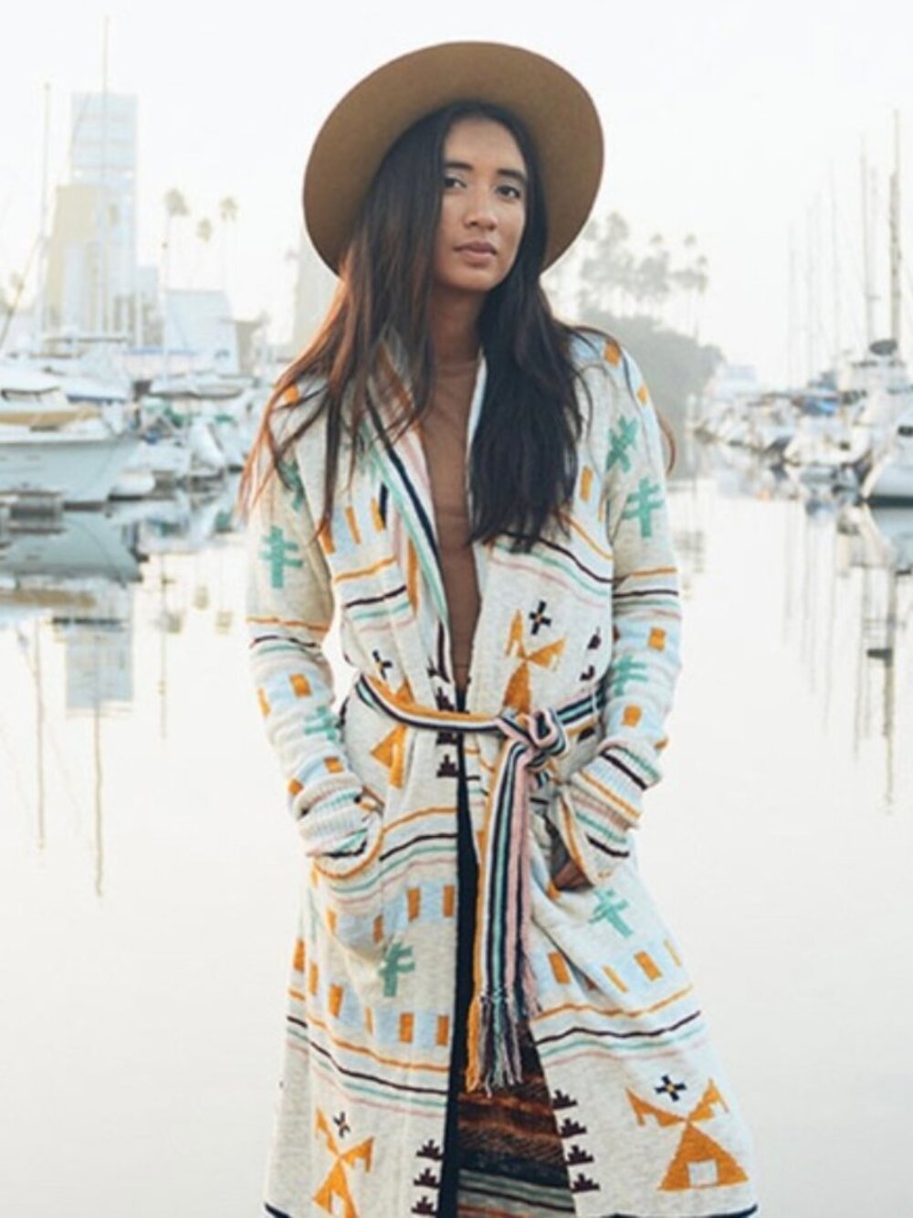 Faherty x B. Yellowtail Southwestern Paloma Duster Cardigan with tie